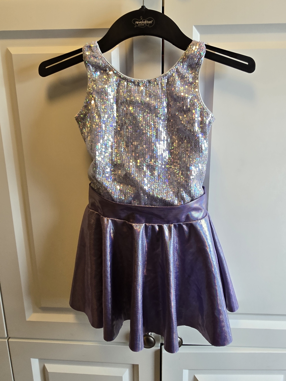 Revolution Dancewear Purple & Silver Sequin Dance Costume Performance Child Med